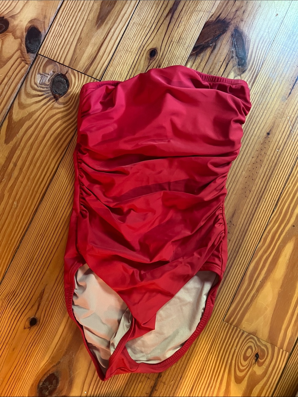 J. Crew Red Ruched One-Piece Swimsuit